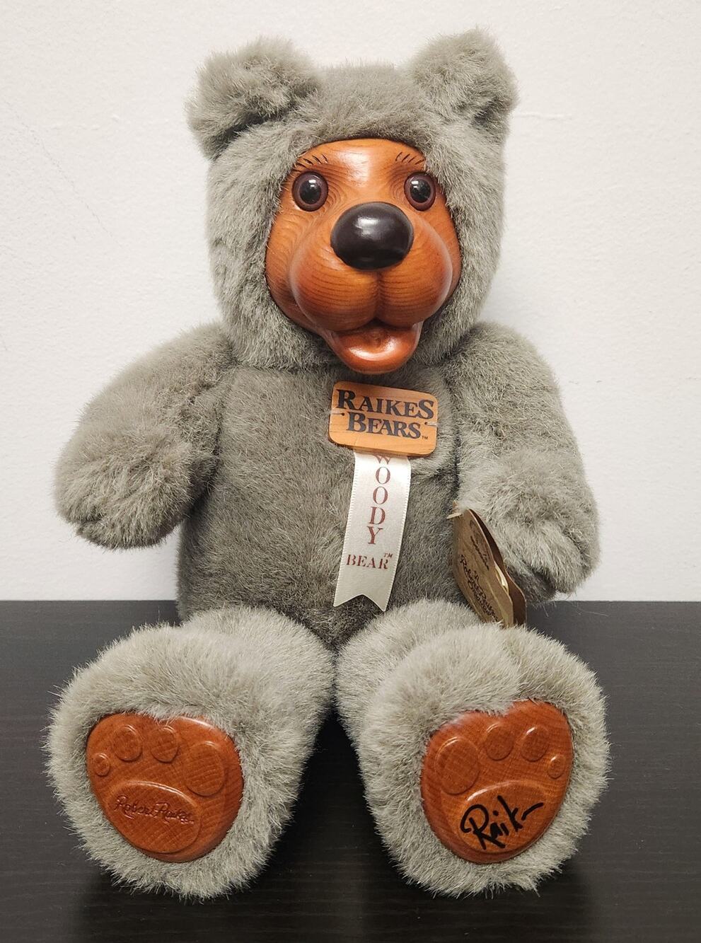 Vintage Robert Raikes Original "38509 Woody Bear"Wooden Face Doll w/Tags&Signed